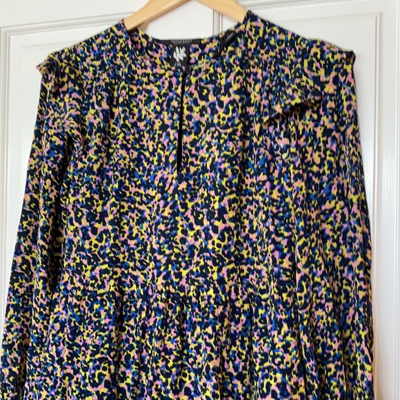 Scotch and soda multicolor print lined ruffled long sleeve short dress Sa XS NWT - Picture 4 of 11